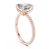 Gold Jewelry, Asscher center stone, Rose Gold, view 1