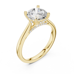 Gold Ring DDLR-163, Round center stone, Yellow Gold, view 2