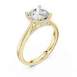 Gold Ring DDLR-163, Round center stone, Yellow Gold, view 2
