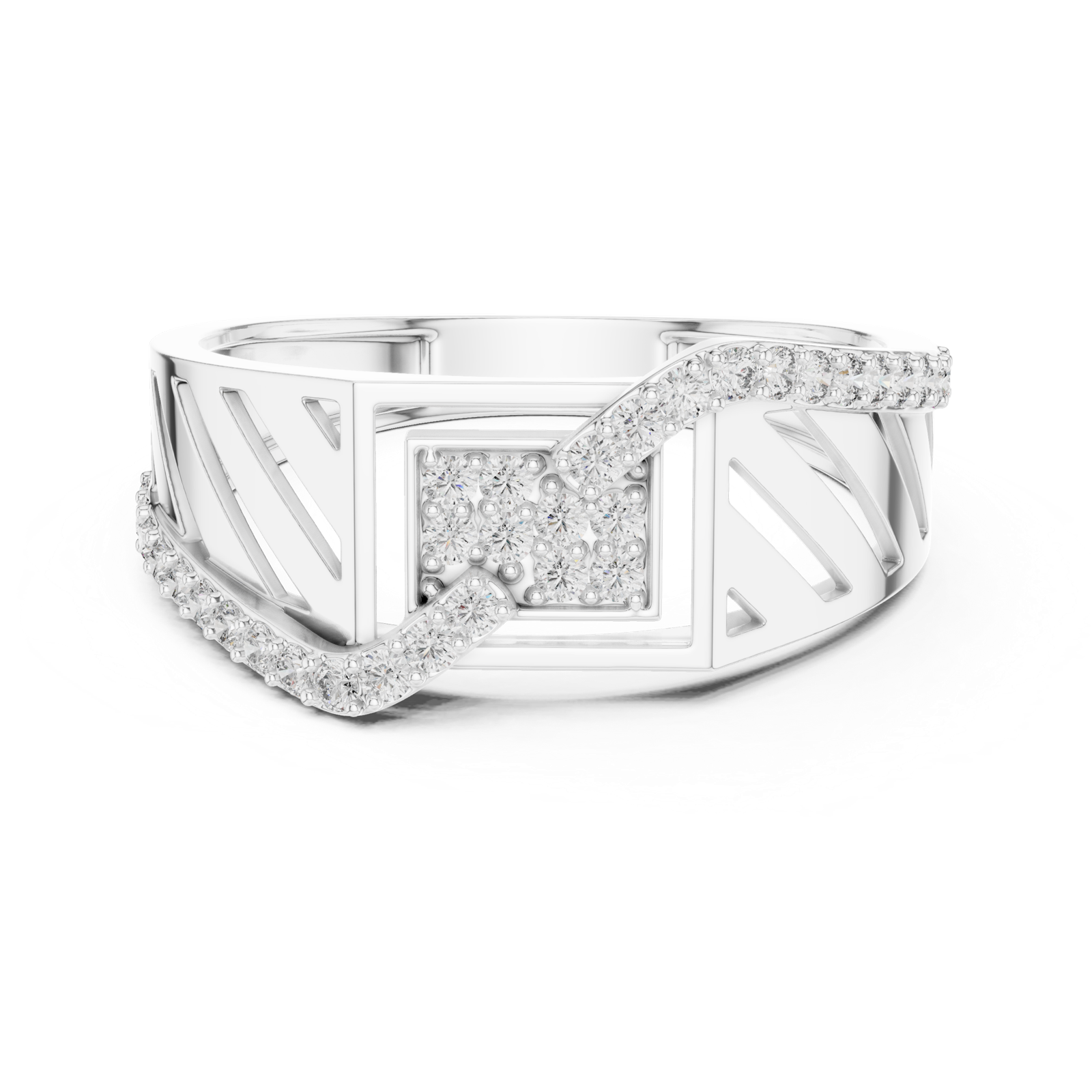 Gold Ring LR-01 (25), White Gold, view 4
