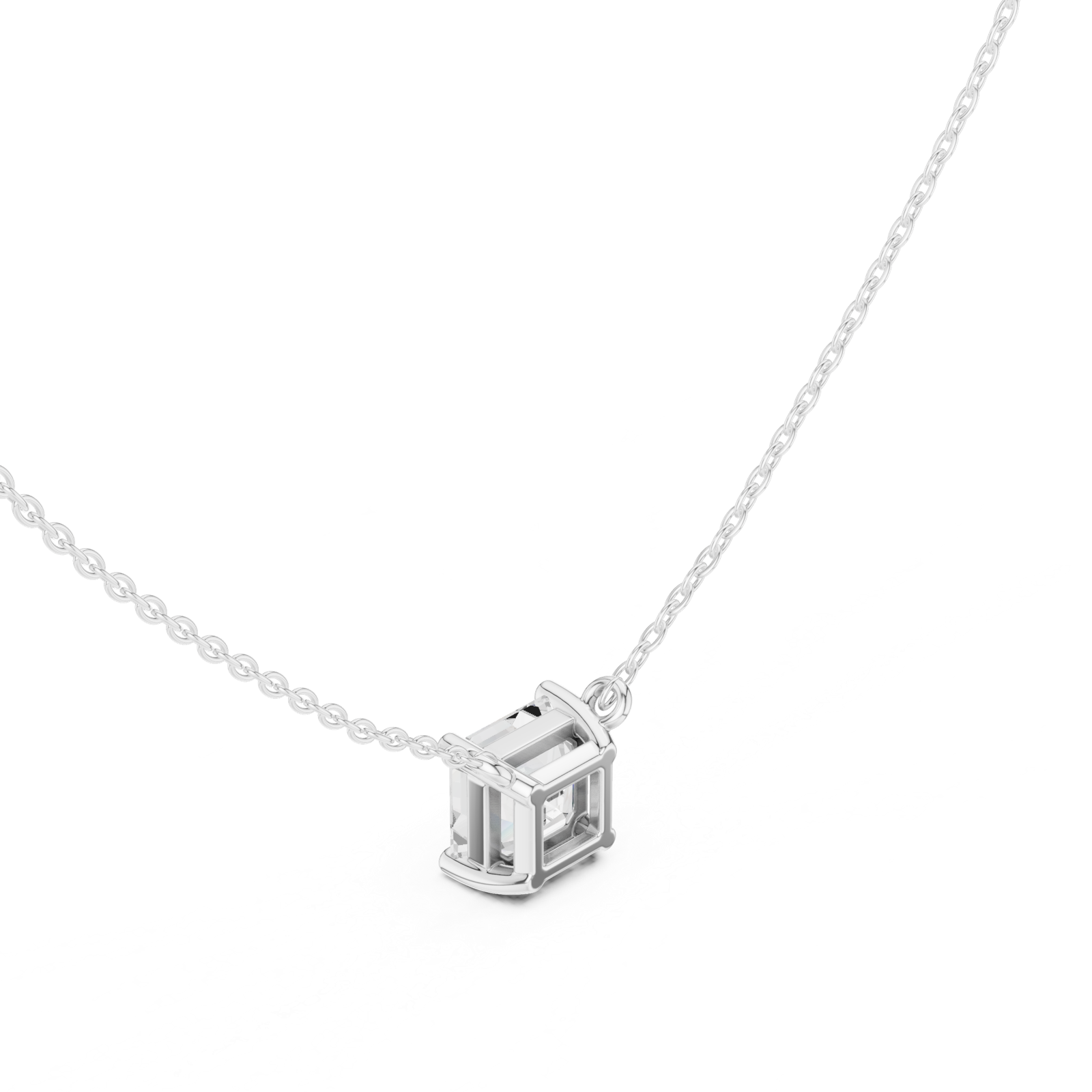 Gold Jewelry, Asscher center stone, White Gold, view 2