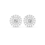 14K Solid Gold Lab Diamond Halo Earrings, White Gold
