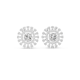 14K Solid Gold Lab Diamond Halo Earrings, White Gold