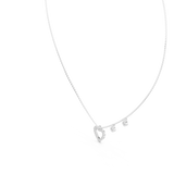 14K Solid Gold Lab Diamond Heart Pendant Necklace, White Gold, view 2