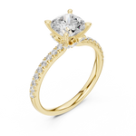 Gold Ring, Cushion center stone, Yellow Gold, view 2