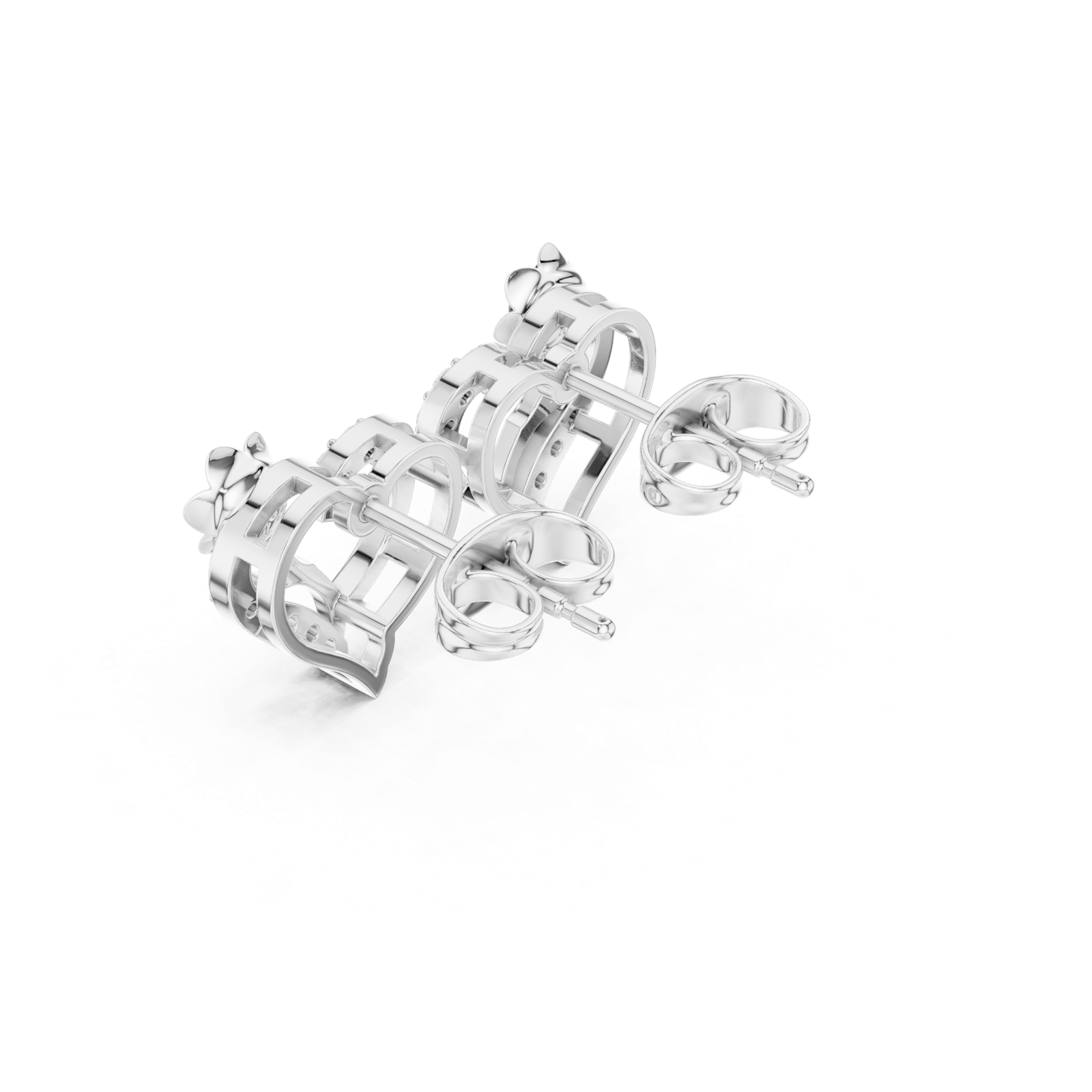 Gold Earrings ALJER-515, White Gold, view 2