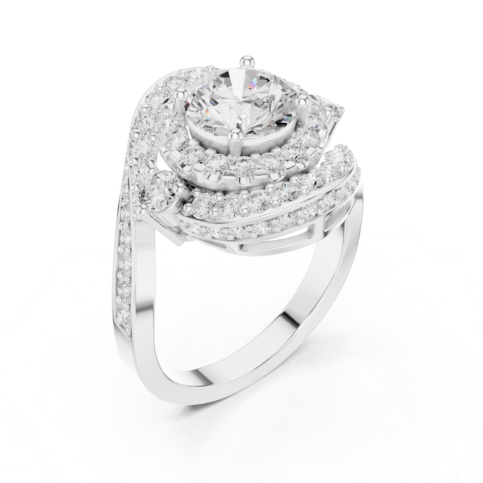 Gold Ring DDLR-402, White Gold, view 2