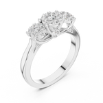 14K Solid Gold Lab Diamond Three-Stone Ring, White Gold, view 2