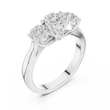 14K Solid Gold Lab Diamond Three-Stone Ring, White Gold, view 2