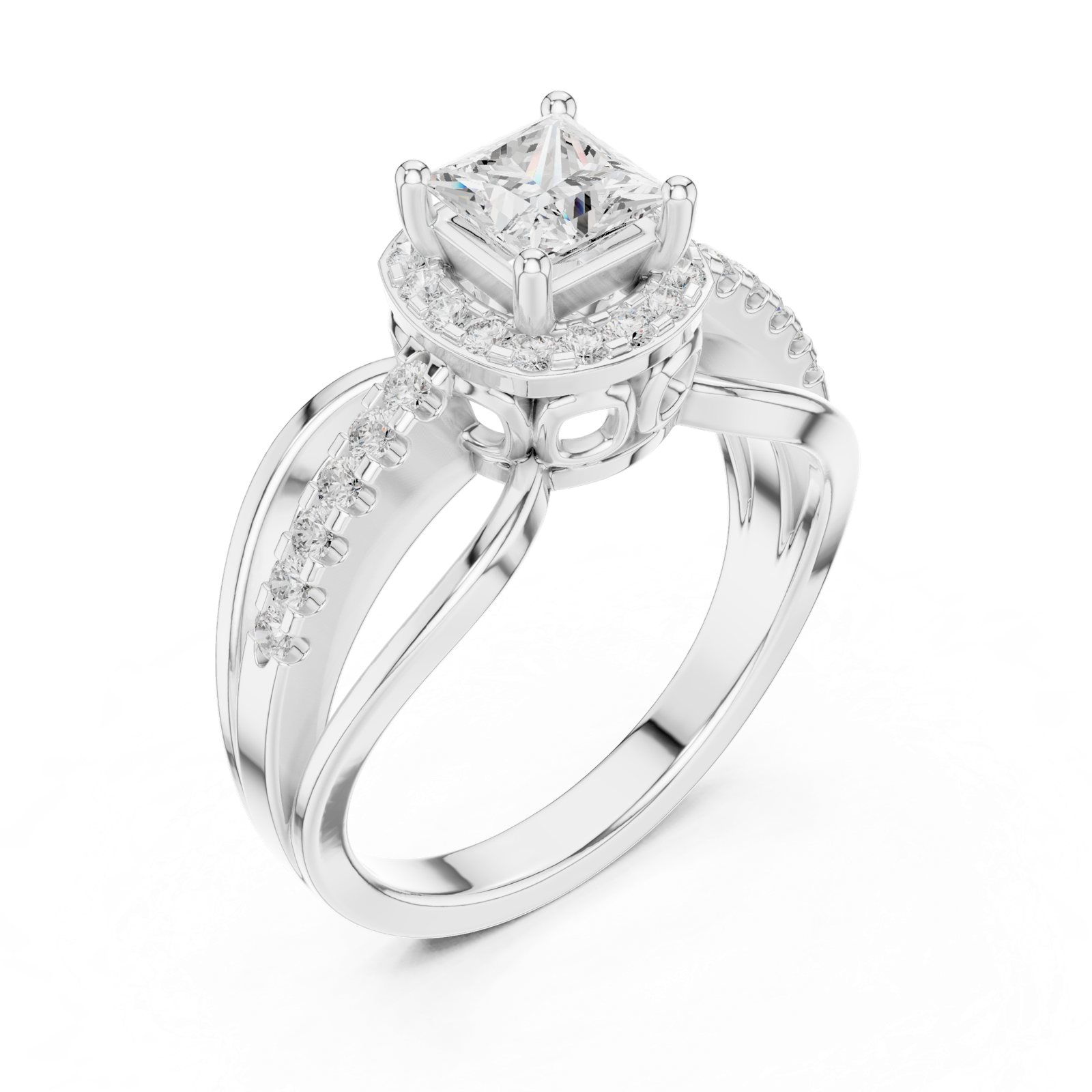Gold Ring DDLR-486, White Gold, view 2