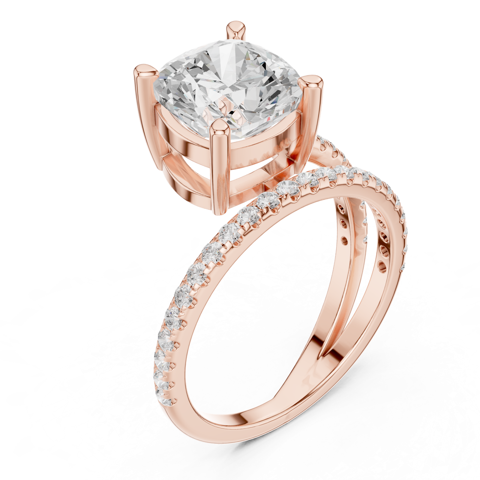 Gold Jewelry, Cushion center stone, Rose Gold, view 2