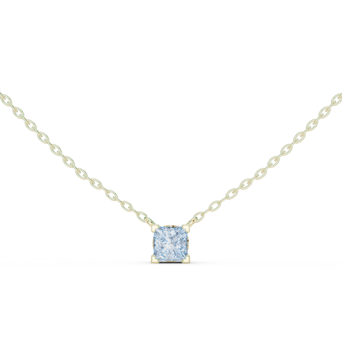 14K Solid Gold Lab Diamond Solitaire Pendant Necklace, Yellow Gold