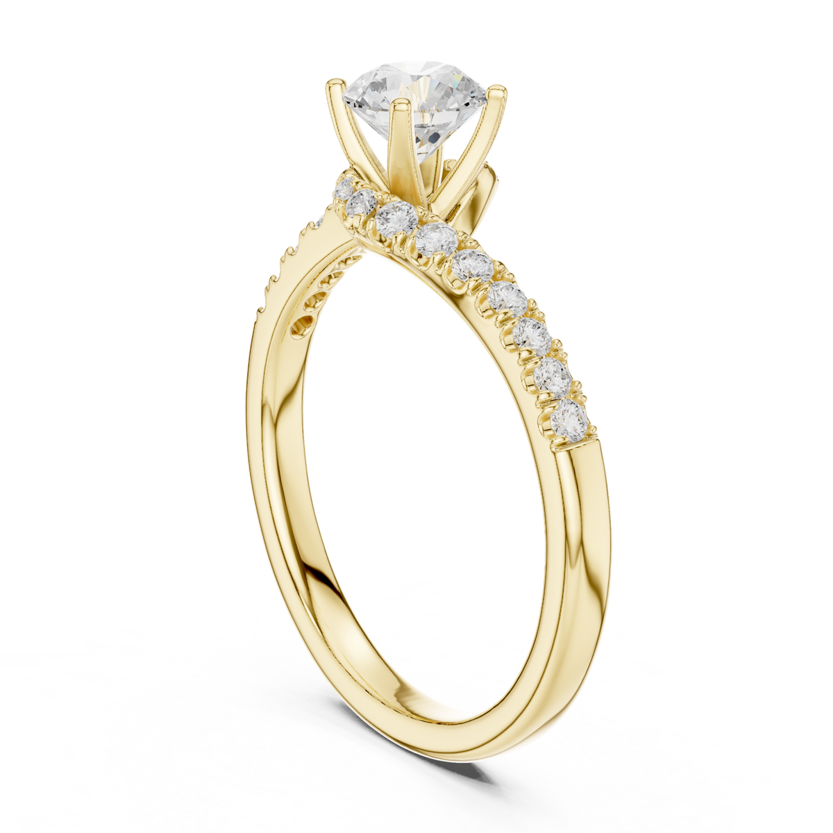 14K Solid Gold Lab Diamond Solitaire Ring, Yellow Gold, view 1