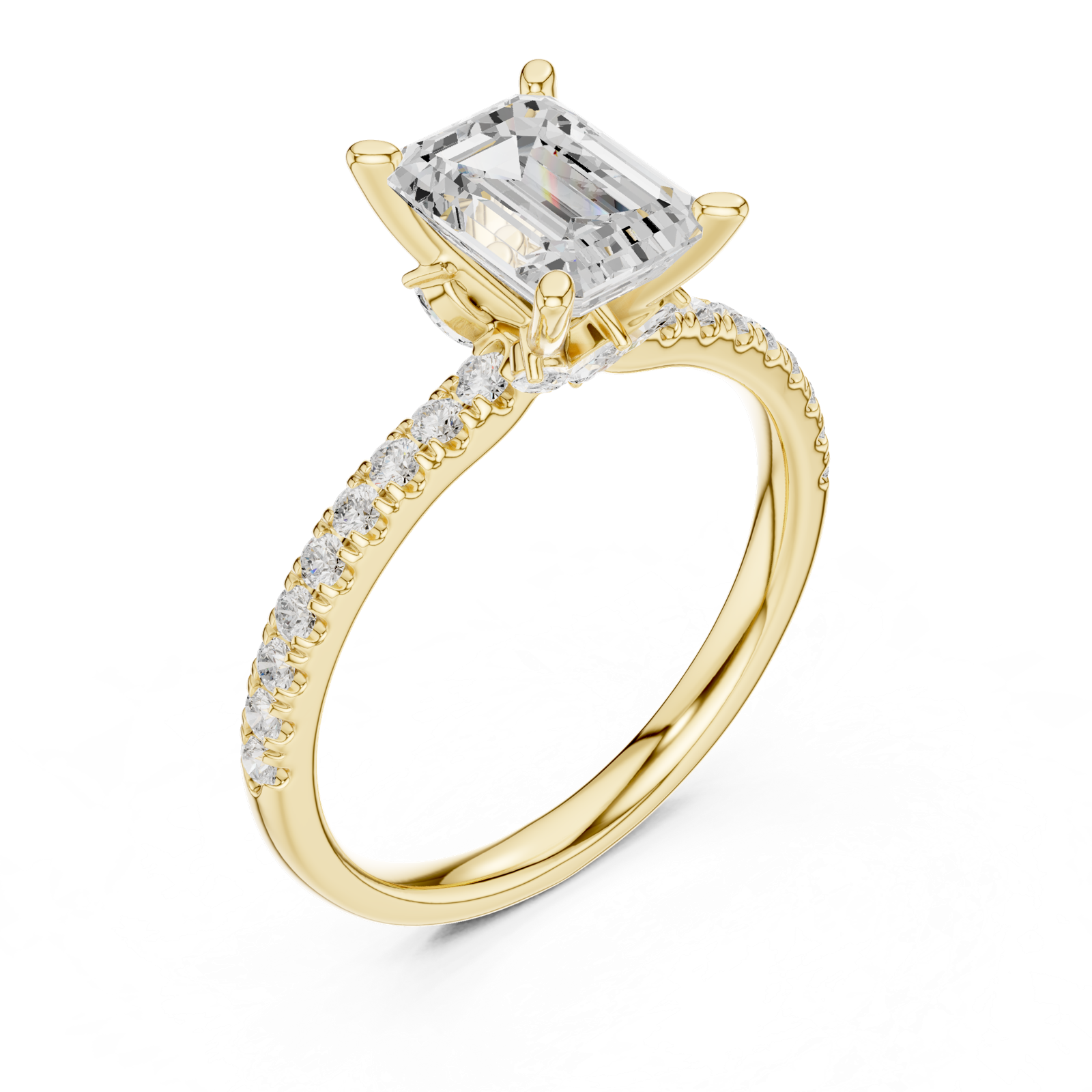 Gold Ring, Emerald center stone, Yellow Gold, view 2