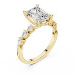 Gold Ring, Emerald center stone, Yellow Gold, view 2
