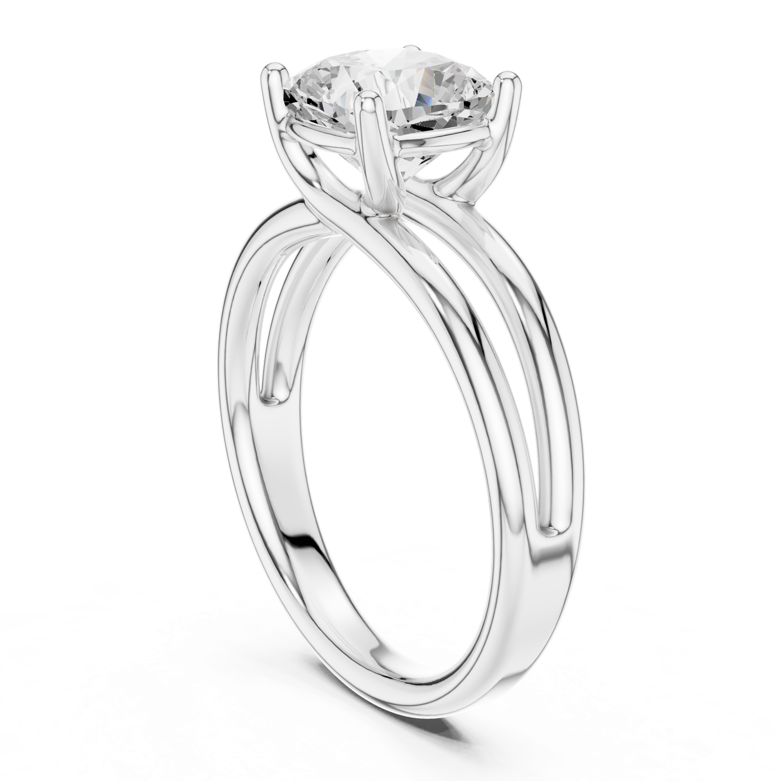 Gold Jewelry L36-9, Cushion center stone, White Gold, view 1