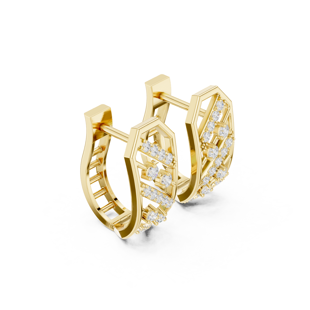 14K Solid Gold Lab Diamond Cluster Earrings, Yellow Gold, view 1