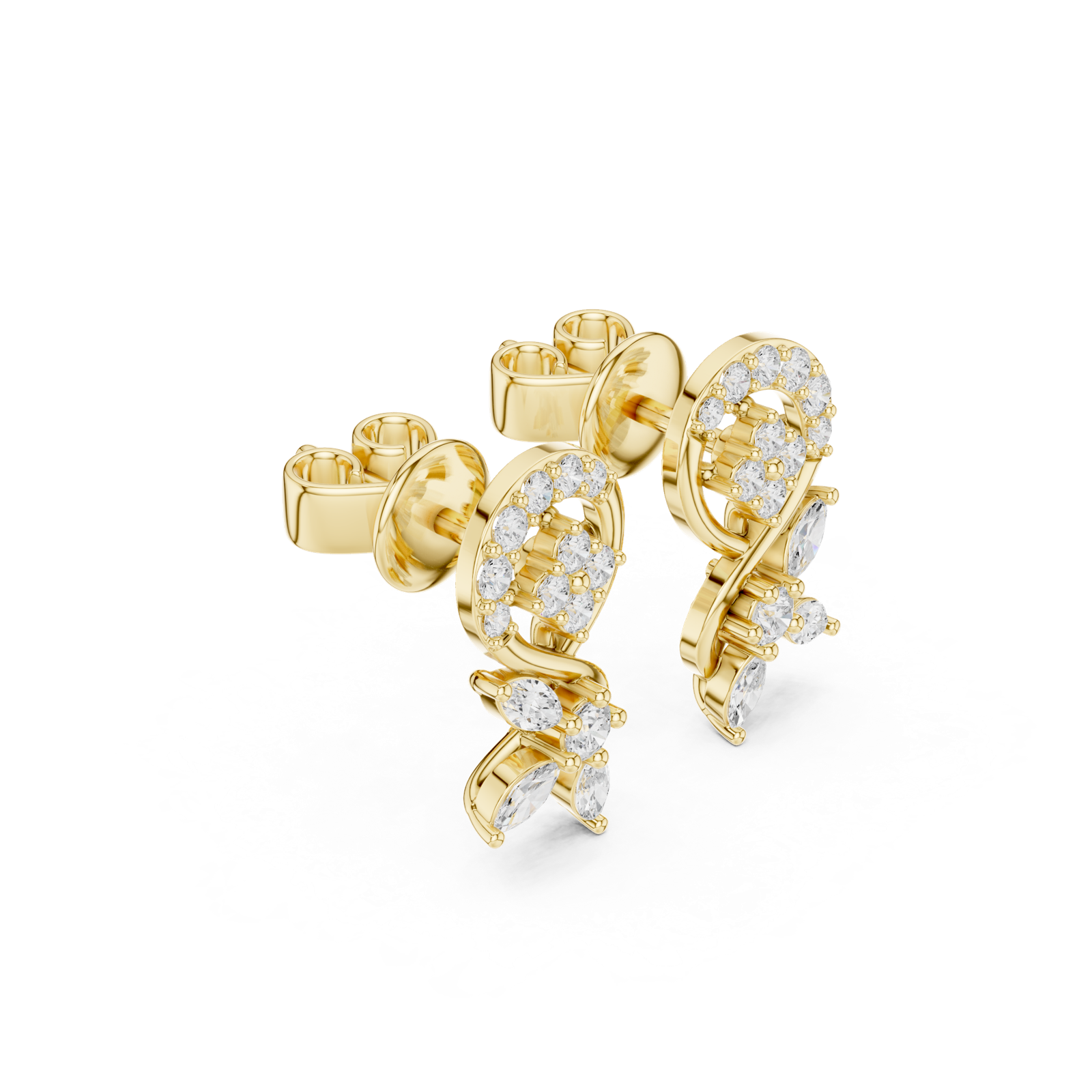 Gold Earrings HER-89, Yellow Gold, view 1