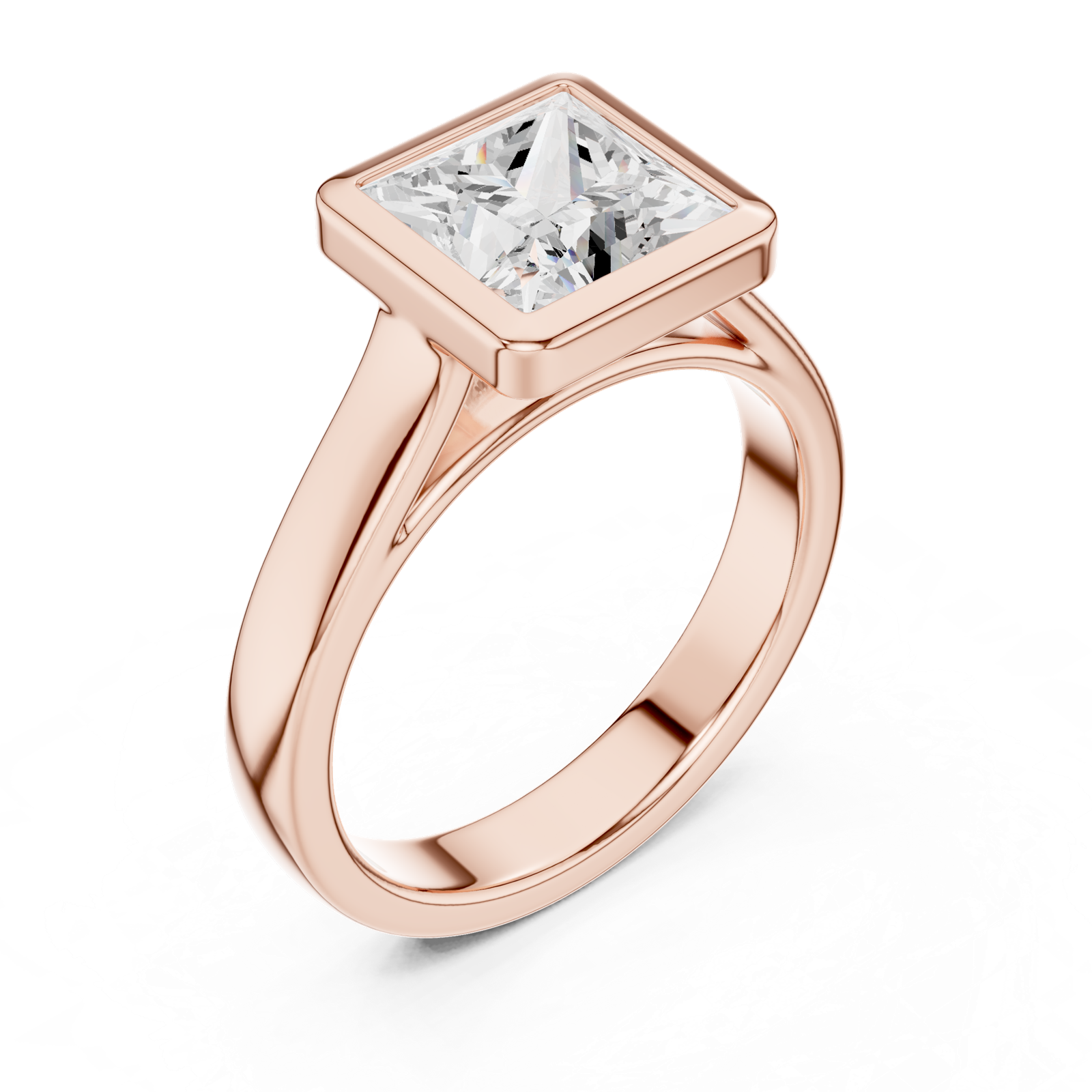 Gold Jewelry L36-3, Princess center stone, Rose Gold, view 2