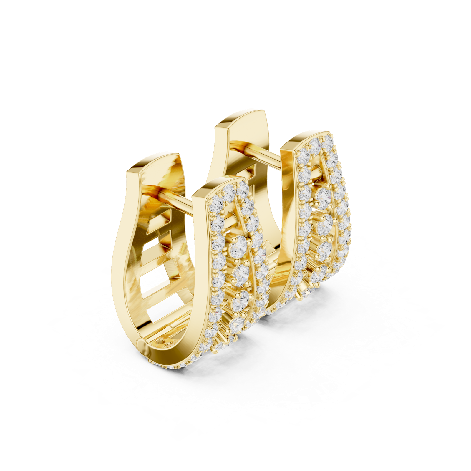 14K Solid Gold Lab Diamond Cluster Earrings, Yellow Gold, view 1
