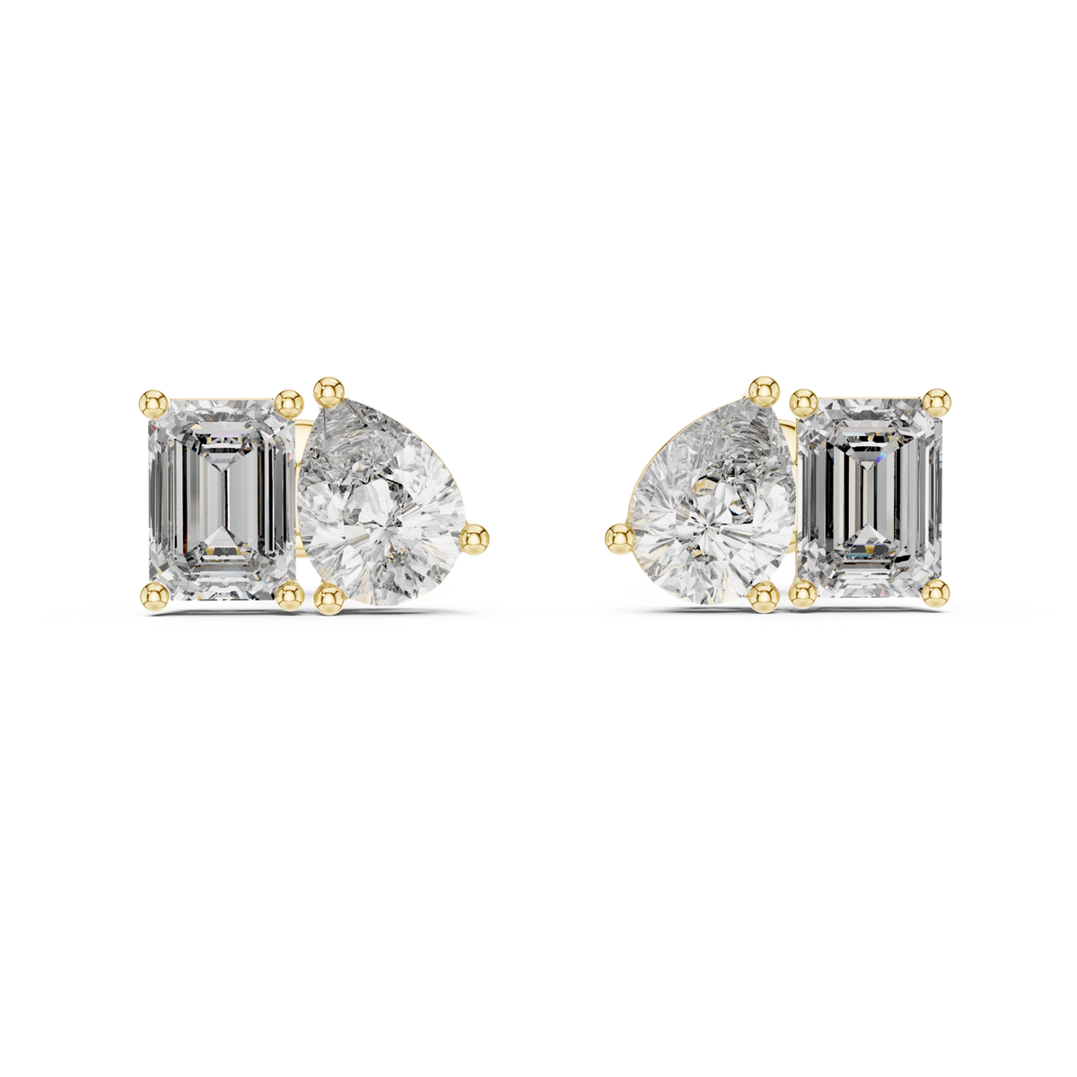 14K Solid Gold Lab Diamond Cluster Earrings, Yellow Gold