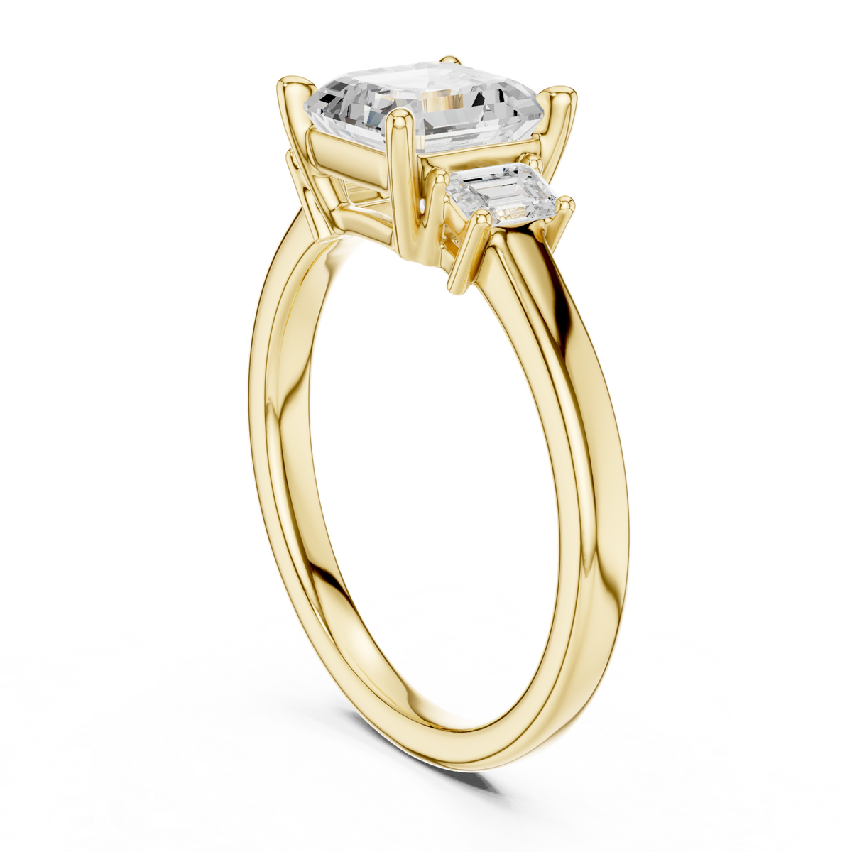 Gold Ring, Asscher center stone, Yellow Gold, view 1