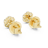 14K Solid Gold Lab Diamond Flower Cluster Earrings, Yellow Gold, view 3