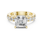 Gold Jewelry, Asscher center stone, Yellow Gold, view 4