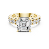 Gold Jewelry, Asscher center stone, Yellow Gold, view 4