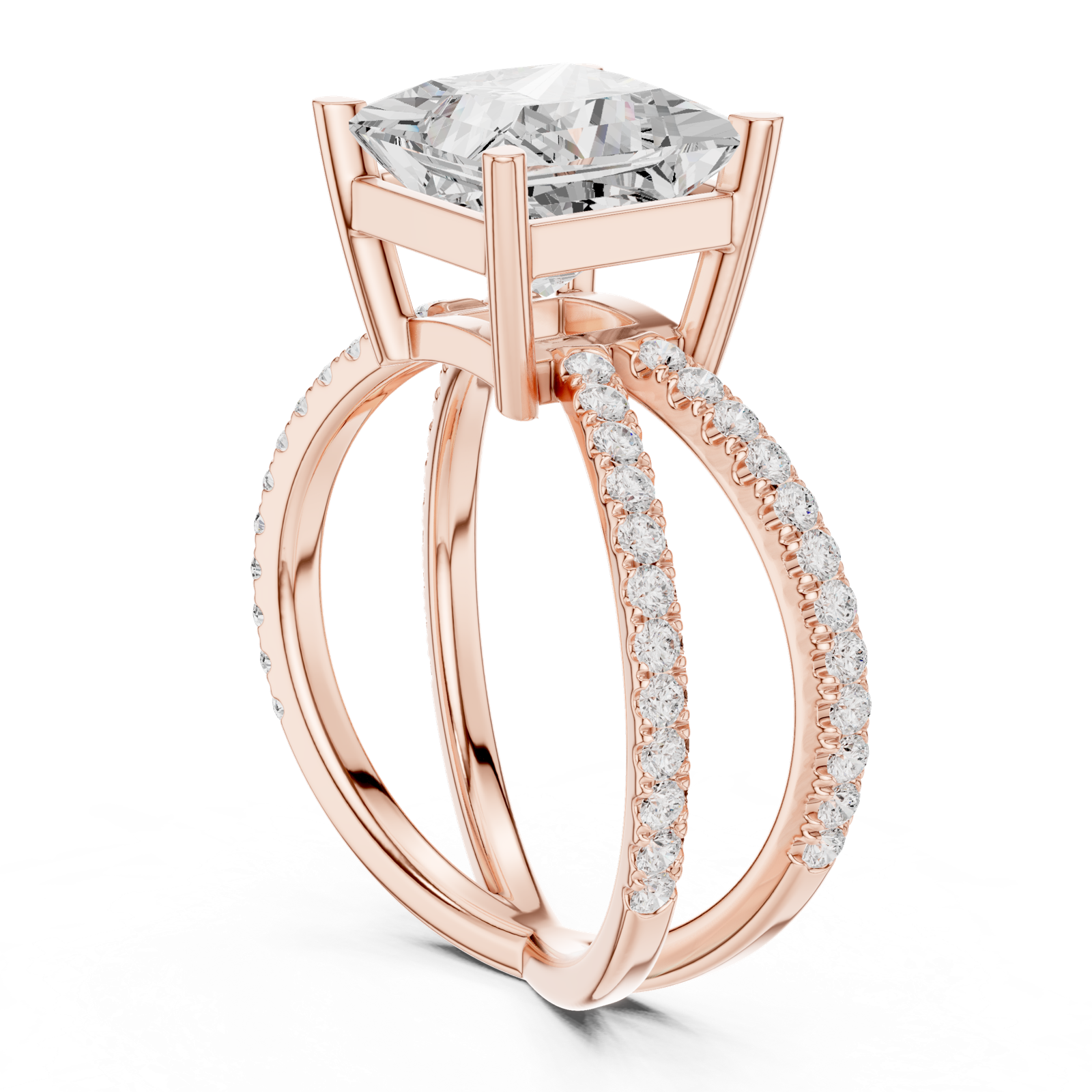 Gold Jewelry L36-25, Princess center stone, Rose Gold, view 1
