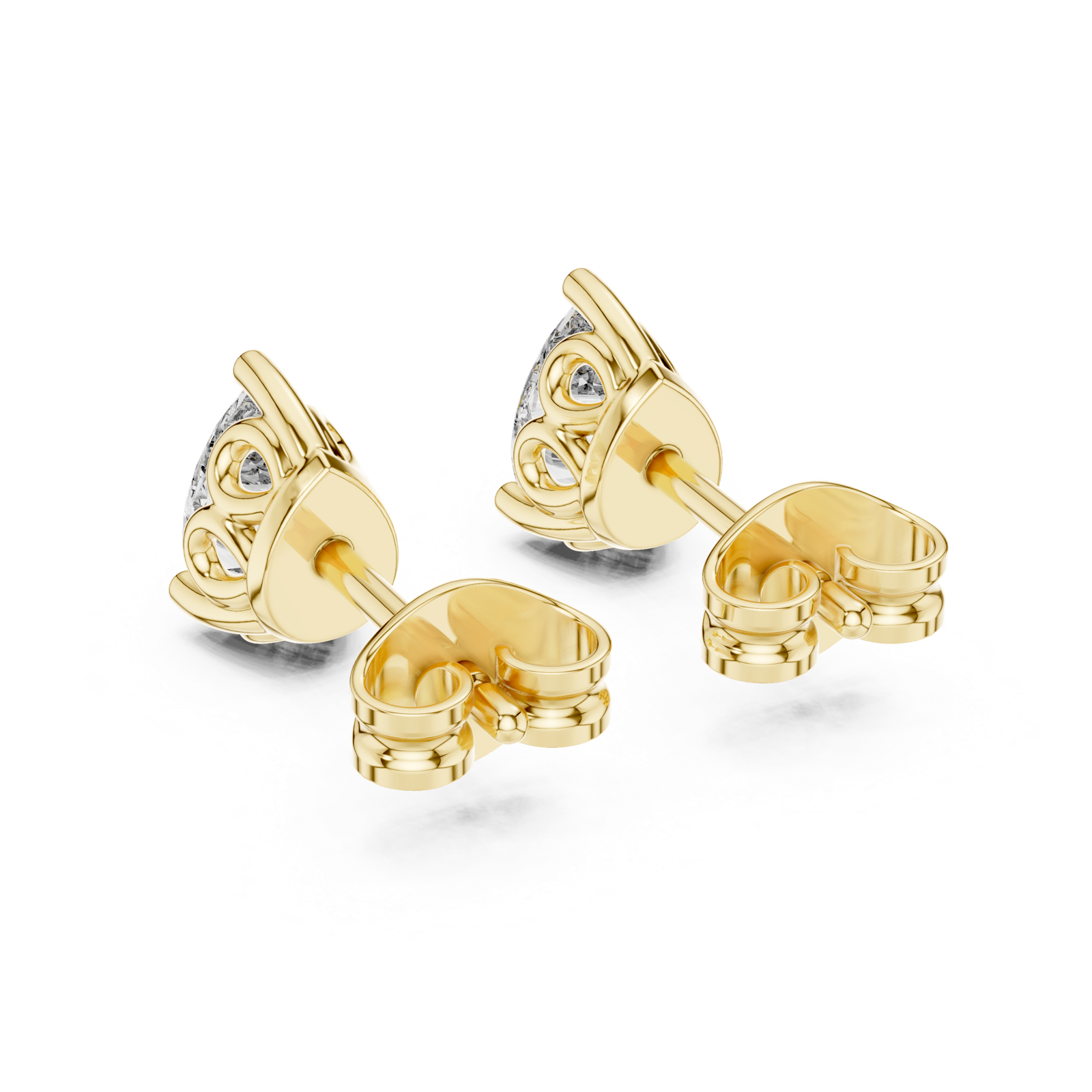 14K Solid Gold Lab Diamond Stud Earrings, Yellow Gold, view 3