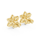 14K Solid Gold Lab Diamond Flower Cluster Earrings, Yellow Gold, view 3