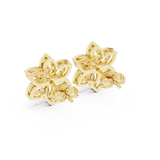 14K Solid Gold Lab Diamond Flower Cluster Earrings, Yellow Gold, view 3