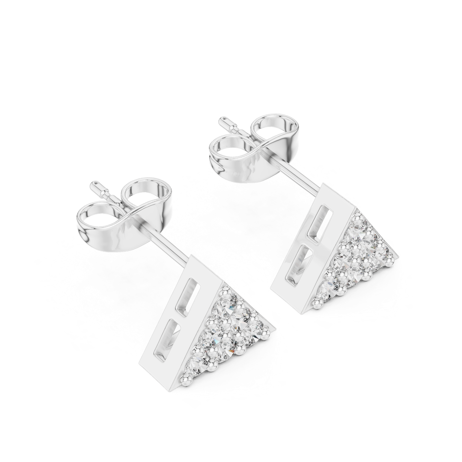 Gold Earrings 9-10041E, White Gold, view 2