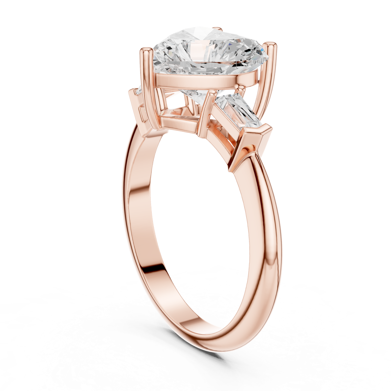 Gold Jewelry L35-67, Heart center stone, Rose Gold, view 1