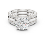 Gold Ring DDLR-302, Round center stone, White Gold