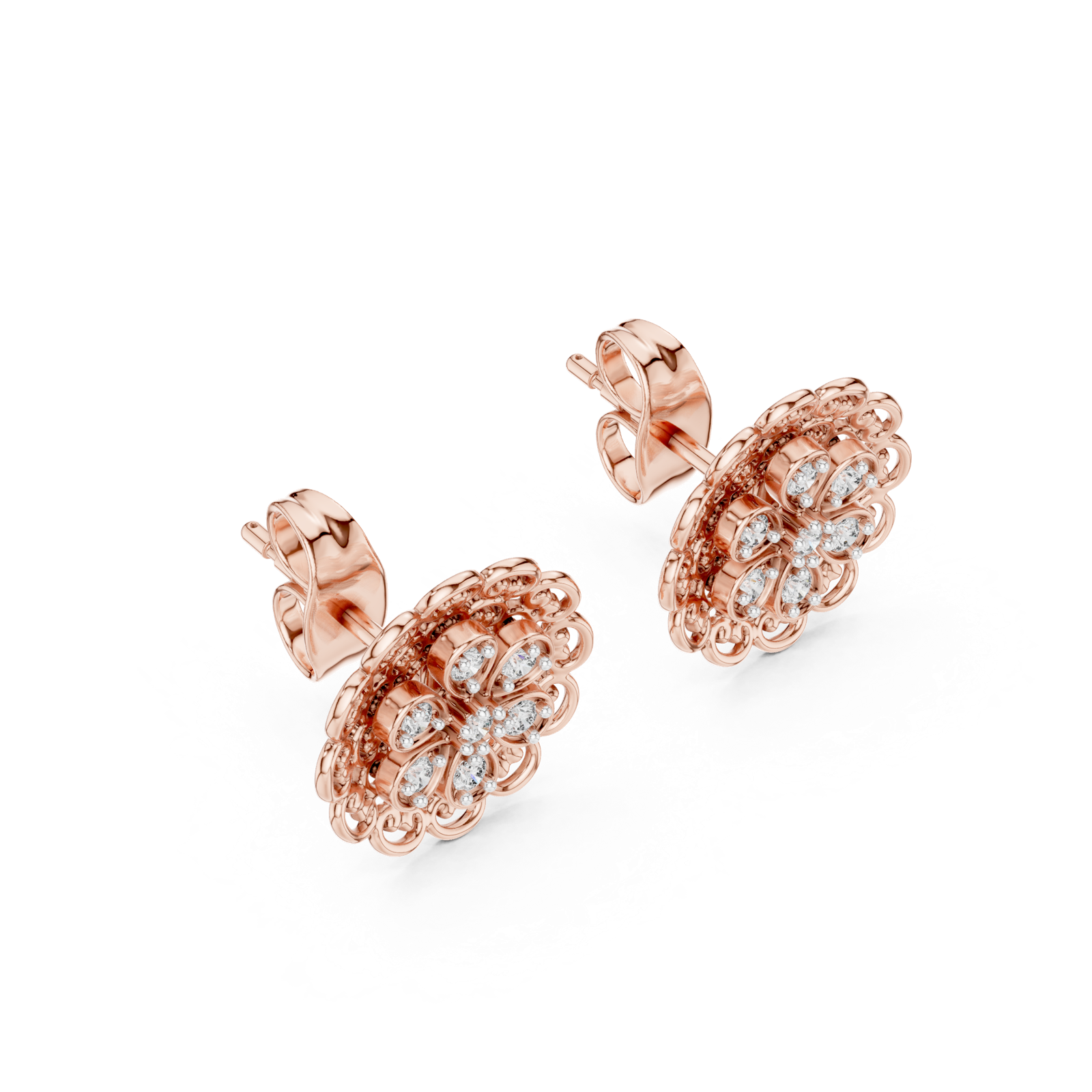 Gold Earrings 12-10004@E, Rose Gold, view 2