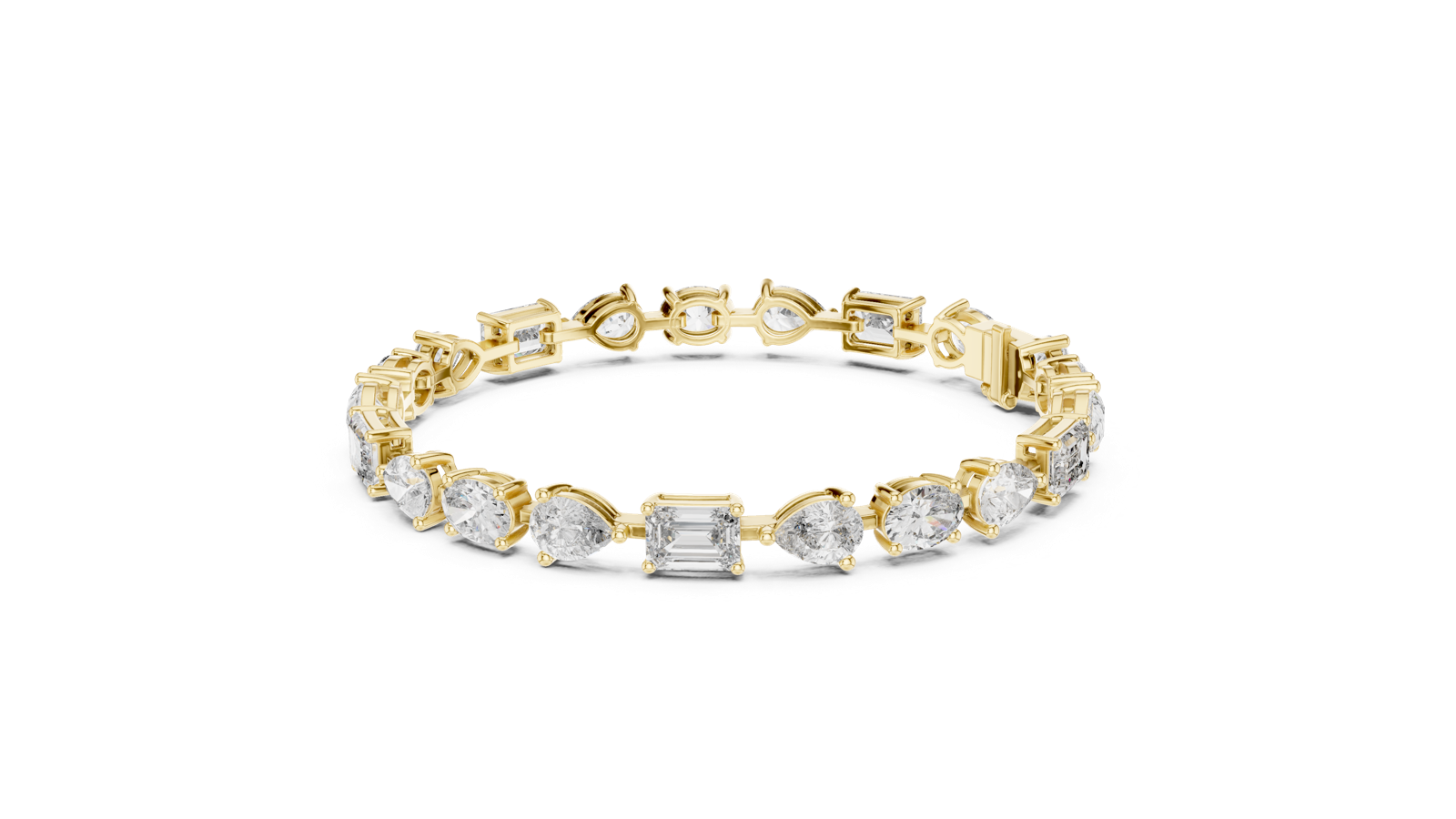 14K Solid Gold Lab Diamond Bracelet, Yellow Gold, view 1