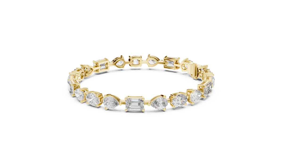 14K Solid Gold Lab Diamond Bracelet, Yellow Gold, view 1