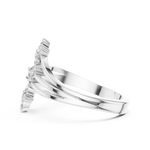 14K Solid Gold Lab Diamond Flower Cluster Ring, White Gold, view 3