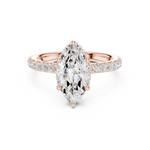 Gold Ring DDLR-165, Marquise center stone, Rose Gold, view 4