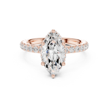 Gold Ring DDLR-165, Marquise center stone, Rose Gold, view 4