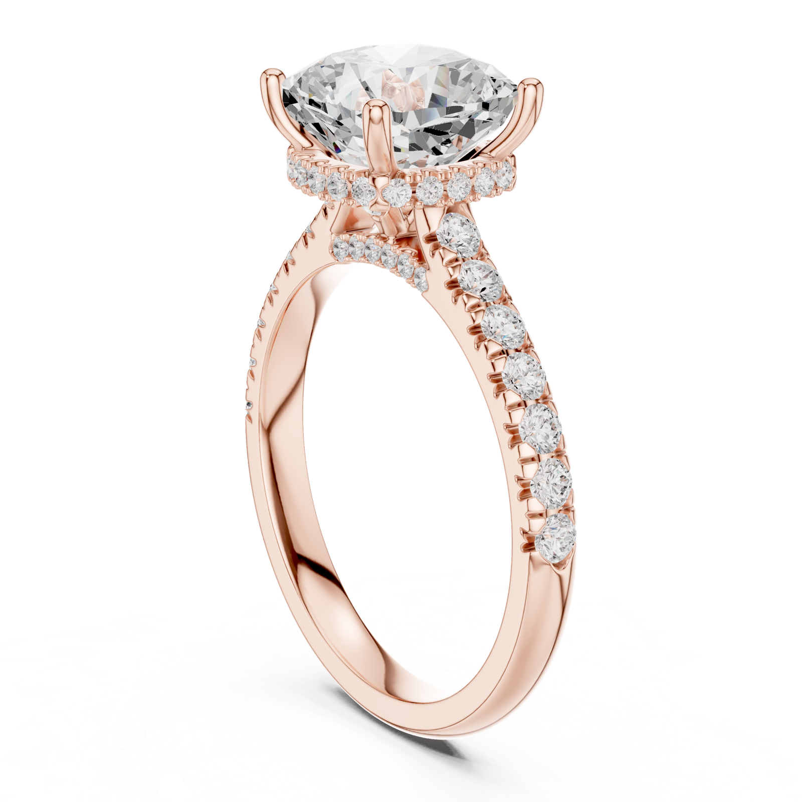 14K Solid Gold Lab Diamond Solitaire Ring, Rose Gold, view 1