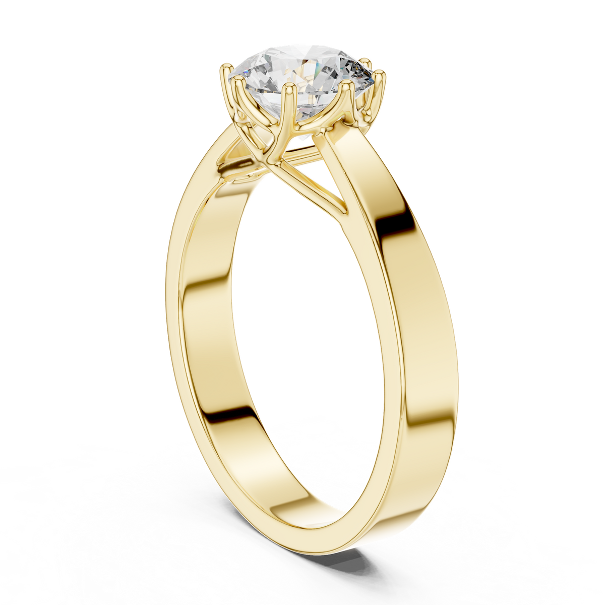 14K Solid Gold Lab Diamond Solitaire Ring, Yellow Gold, view 1