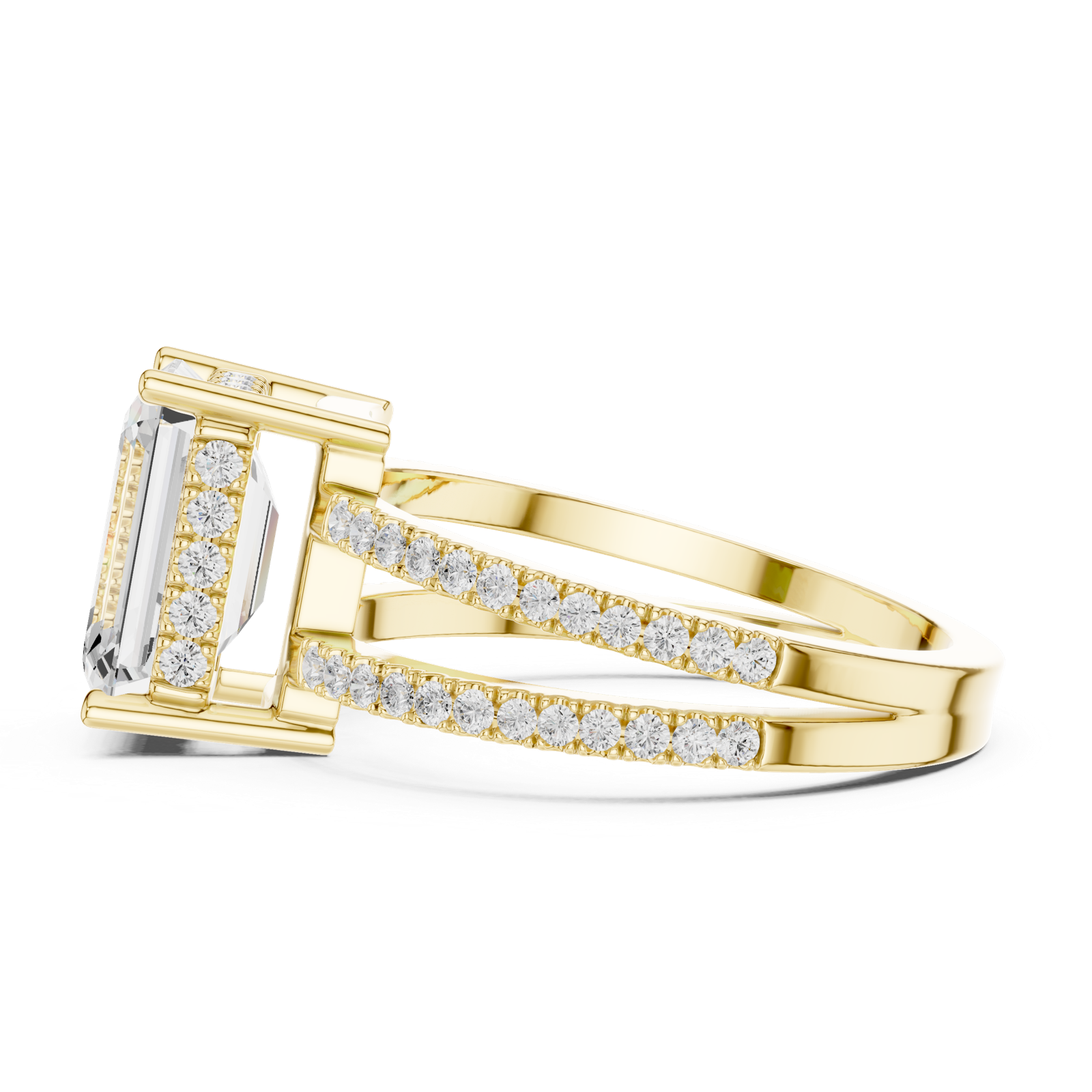 Gold Jewelry, Emerald center stone, Yellow Gold, view 3