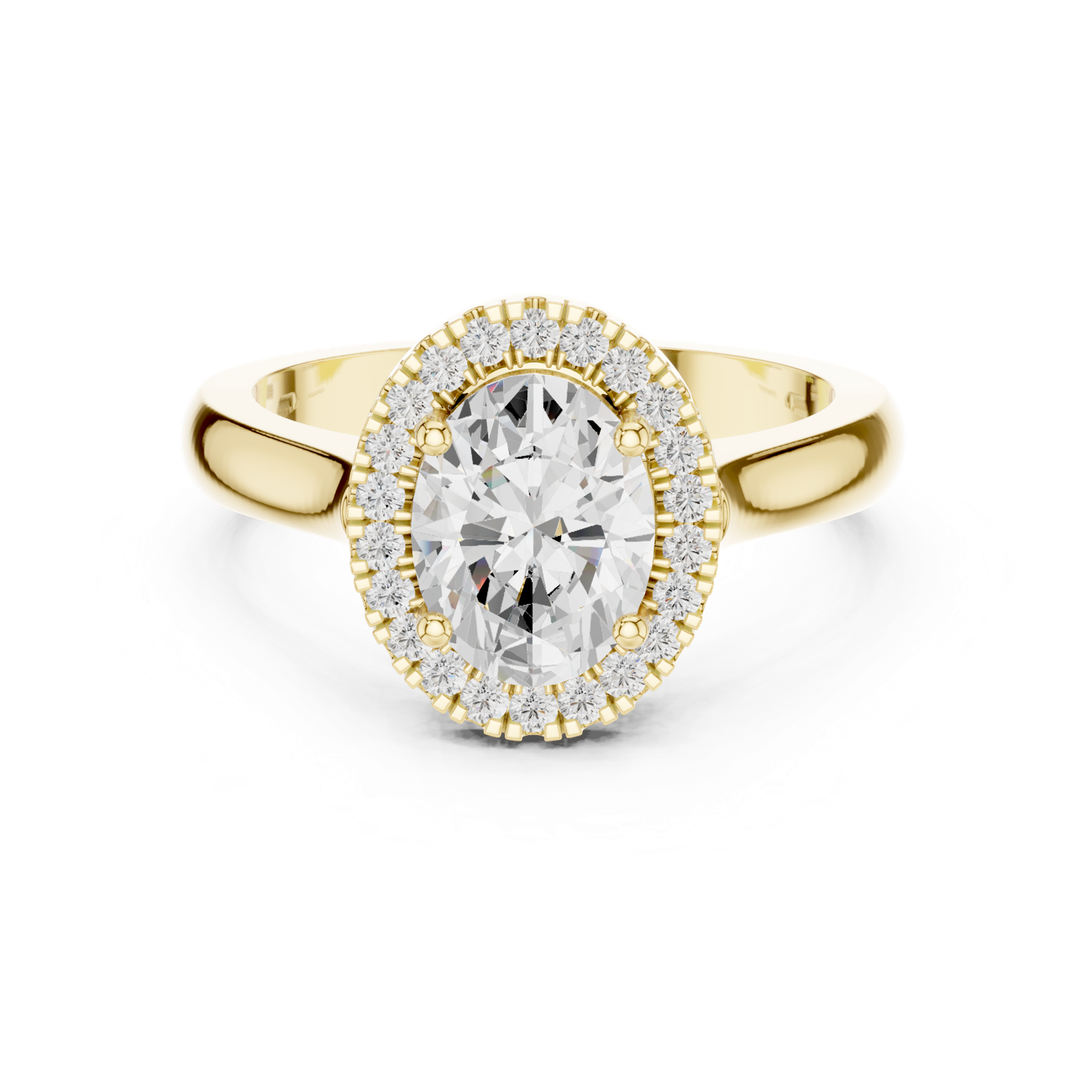 Gold Ring DDLR-338, Oval center stone, Yellow Gold, view 4