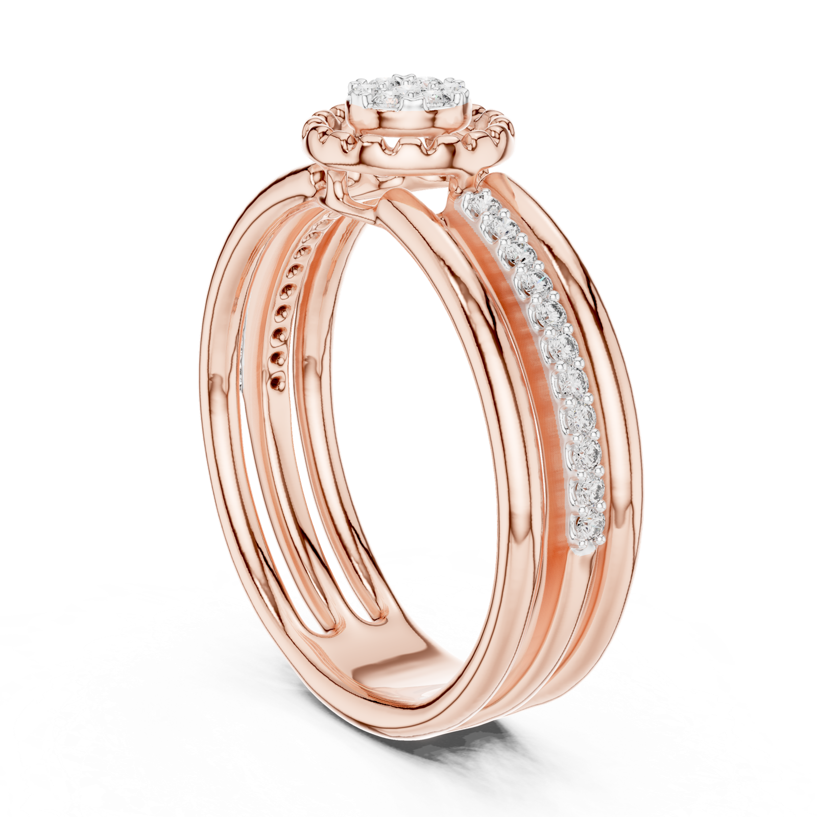 Gold Ring 12-10060@L, Rose Gold, view 1
