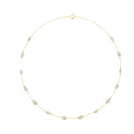 14K Solid Gold Lab Diamond Station Necklace, Yellow Gold, view 1