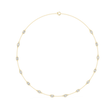 14K Solid Gold Lab Diamond Station Necklace, Yellow Gold, view 1