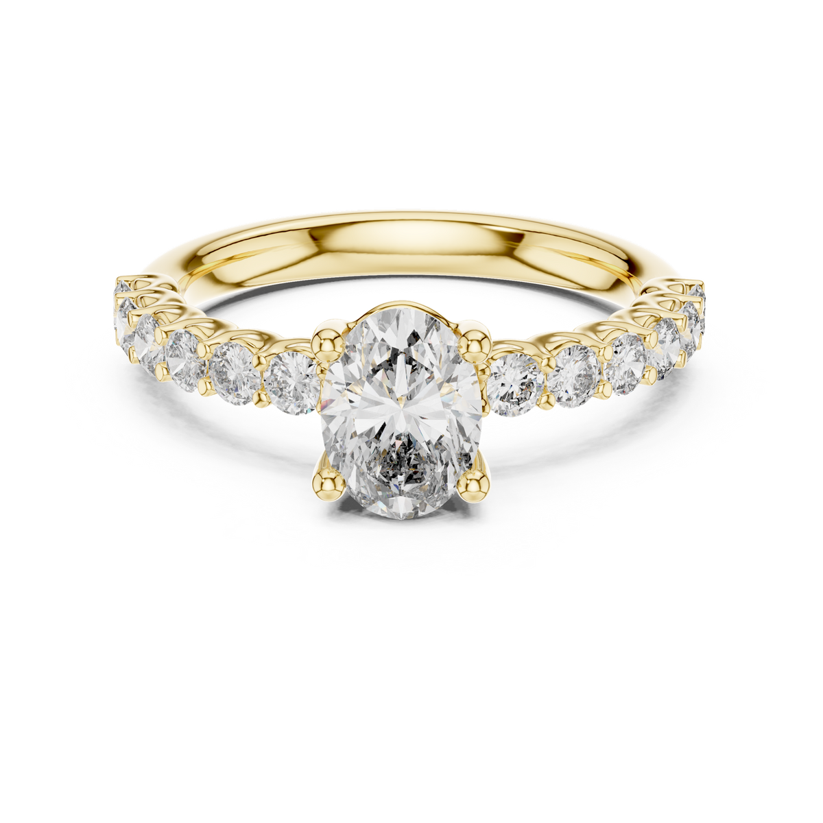 14K Solid Gold Lab Diamond Solitaire Ring, Yellow Gold